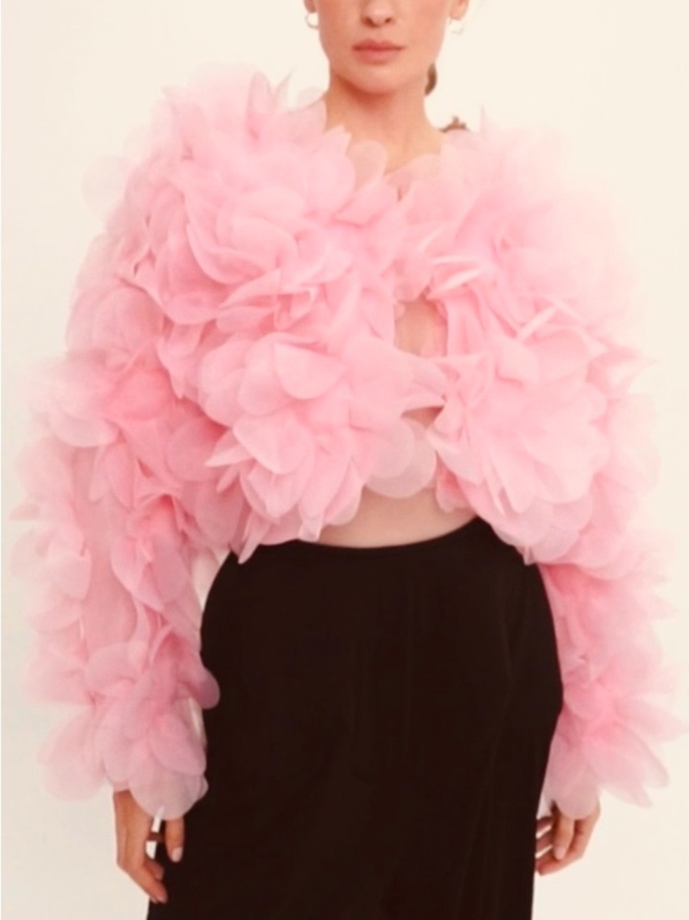 Peony soft Lyric Blush Pink Petal cape Bomber Jacket OS - Picture 6 of 8
